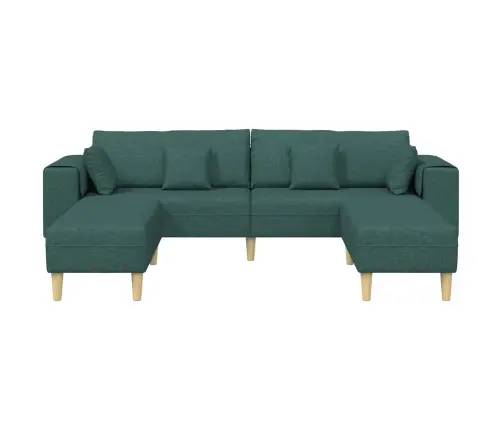 Auduma Dīvāns Ar Spilvenu 3 Pcs Tumši Zaļš 208 Cm Audums