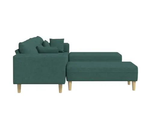 Auduma Dīvāns Ar Spilvenu 3 Pcs Tumši Zaļš 208 Cm Audums