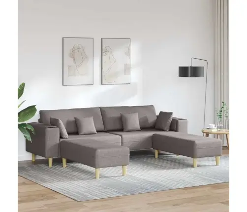 Auduma Dīvāns Ar Spilvenu 3 Pcs Pelēkbrūna 208 Cm Audums