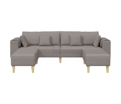 Auduma Dīvāns Ar Spilvenu 3 Pcs Pelēkbrūna 208 Cm Audums