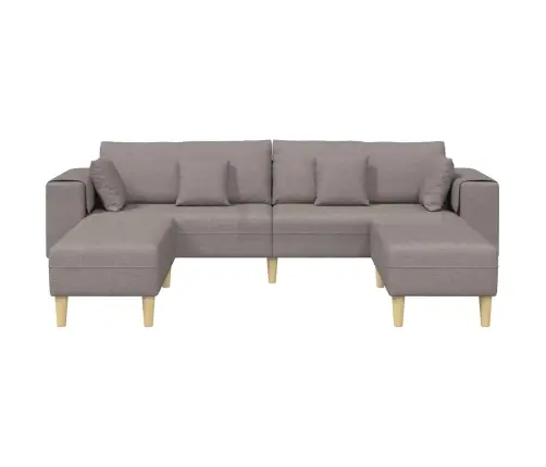 Auduma Dīvāns Ar Spilvenu 3 Pcs Pelēkbrūna 208 Cm Audums