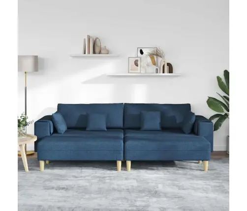 Auduma Dīvāns Ar Spilvenu 3 Pcs Zila 208 Cm Audums