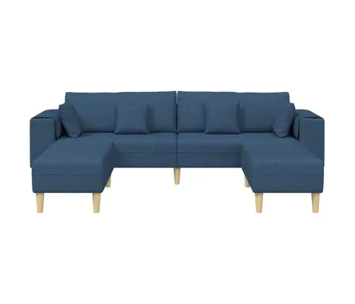 Auduma Dīvāns Ar Spilvenu 3 Pcs Zila 208 Cm Audums