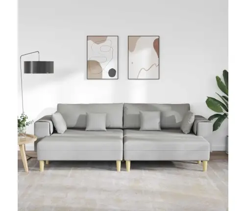 Auduma Dīvāns Ar Spilvenu 3 Pcs Mākoņu Pelēka 208 Cm Audums