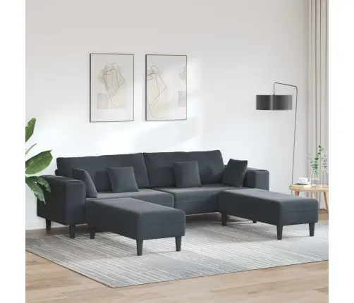 Samta Dīvāns Ar Spilvenu Ar Spilvenu 3 Pcs Tumši Pelēks 208 Cm Samts Vidaxl