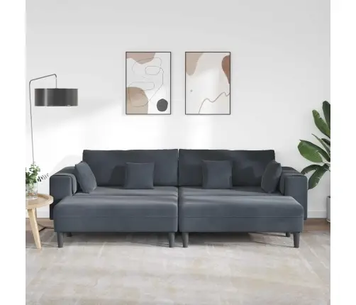 Samta Dīvāns Ar Spilvenu Ar Spilvenu 3 Pcs Tumši Pelēks 208 Cm Samts Vidaxl