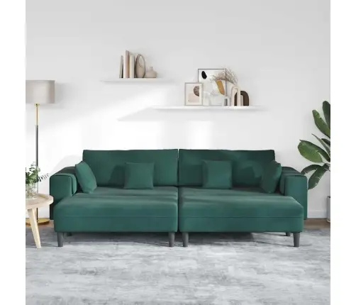 Samta Dīvāns Ar Spilvenu Ar Spilvenu 3 Pcs Tumši Zaļš 208 Cm Samts Vidaxl