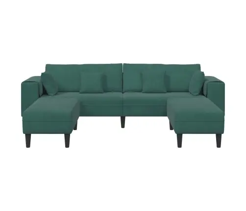 Sofa Su Pagalve 3 Pcs Tamsiai Žalia Aksomas