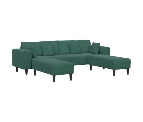 Sofa Su Pagalve 3 Pcs Tamsiai Žalia Aksomas