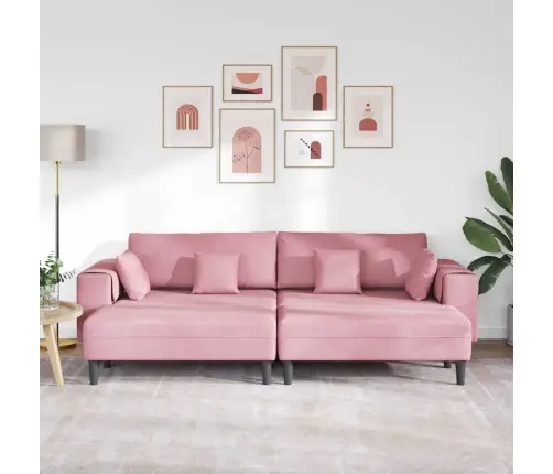 Samta Dīvāns Ar Spilvenu Ar Spilvenu 3 Pcs Rozā 208 Cm Samts Vidaxl