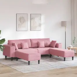 Dīvāns 3 Pcs Rozā 250 X 188 X 76 Cm Samts Vidaxl