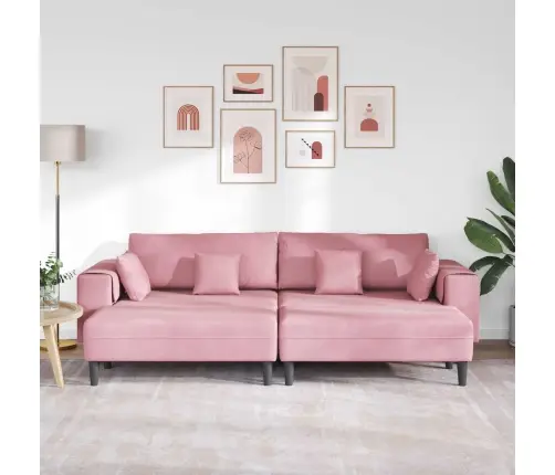 Samta Dīvāns Ar Spilvenu Ar Spilvenu 3 Pcs Rozā 208 Cm Samts Vidaxl
