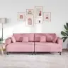 Samta Dīvāns Ar Spilvenu Ar Spilvenu 3 Pcs Rozā 208 Cm Samts Vidaxl