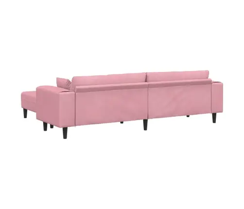 Samta Dīvāns Ar Spilvenu Ar Spilvenu 3 Pcs Rozā 208 Cm Samts Vidaxl