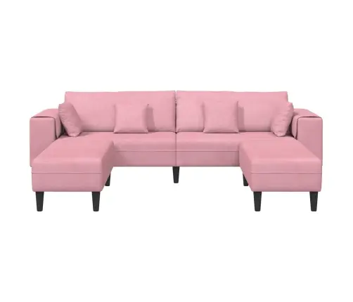 Samta Dīvāns Ar Spilvenu Ar Spilvenu 3 Pcs Rozā 208 Cm Samts Vidaxl