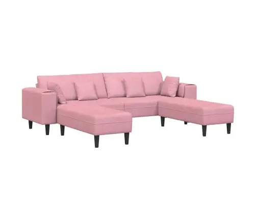 Samta Dīvāns Ar Spilvenu Ar Spilvenu 3 Pcs Rozā 208 Cm Samts Vidaxl