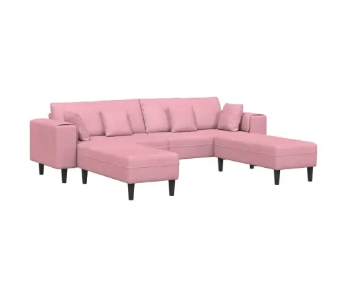 Samta Dīvāns Ar Spilvenu Ar Spilvenu 3 Pcs Rozā 208 Cm Samts Vidaxl