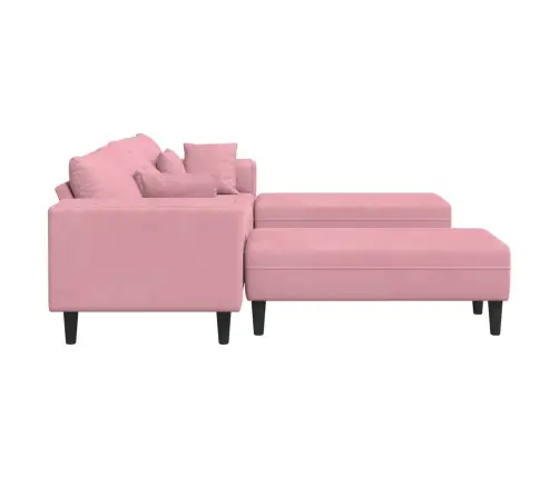 Samta Dīvāns Ar Spilvenu Ar Spilvenu 3 Pcs Rozā 208 Cm Samts Vidaxl