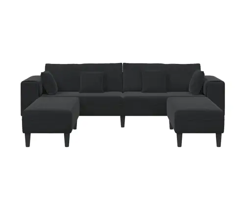 Samta Dīvāns Ar Spilvenu Ar Spilvenu 3 Pcs Melna 208 Cm Samts Vidaxl