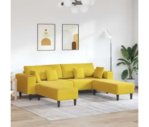 Sametdiivan Padjaga 3 Pcs Kollane 208 Cm Samet