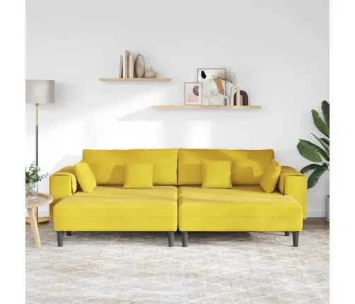 Sametdiivan Padjaga 3 Pcs Kollane 208 Cm Samet