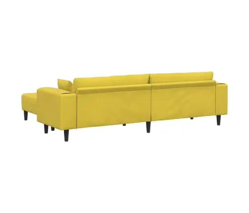 Sofa Su Pagalve 3 Pcs Geltona Aksomas