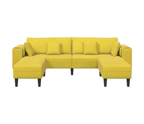 Sofa Su Pagalve 3 Pcs Geltona Aksomas