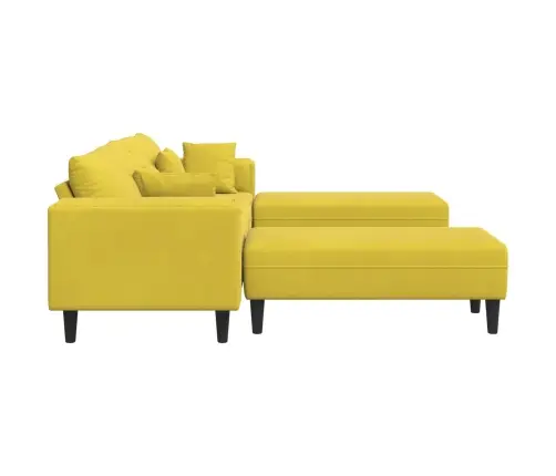 Sofa Su Pagalve 3 Pcs Geltona Aksomas