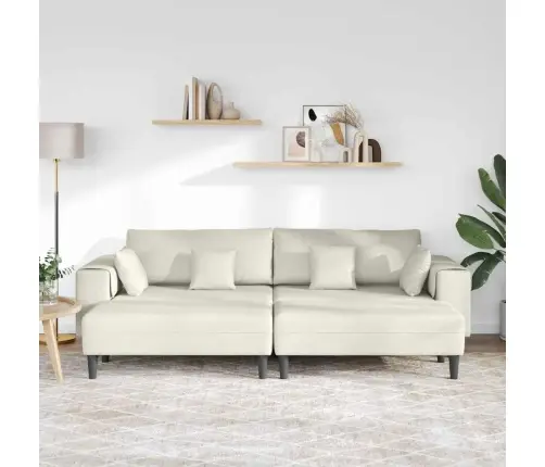 Samta Dīvāns Ar Spilvenu Ar Spilvenu 3 Pcs Krēmkrāsa 208 Cm Samts Vidaxl