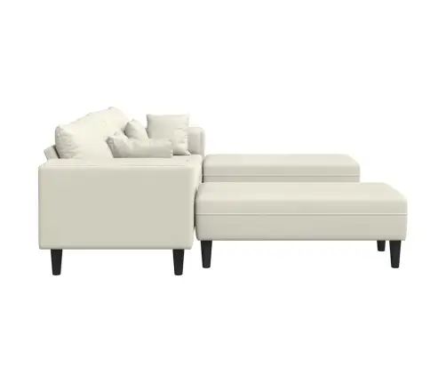 Samta Dīvāns Ar Spilvenu Ar Spilvenu 3 Pcs Krēmkrāsa 208 Cm Samts Vidaxl