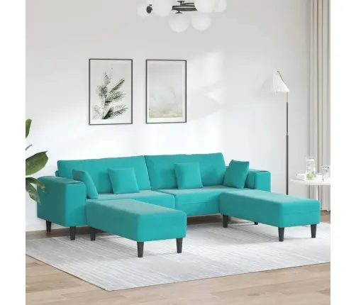 Samta Dīvāns Ar Spilvenu Ar Spilvenu 3 Pcs Tirkīzs 208 Cm Samts Vidaxl