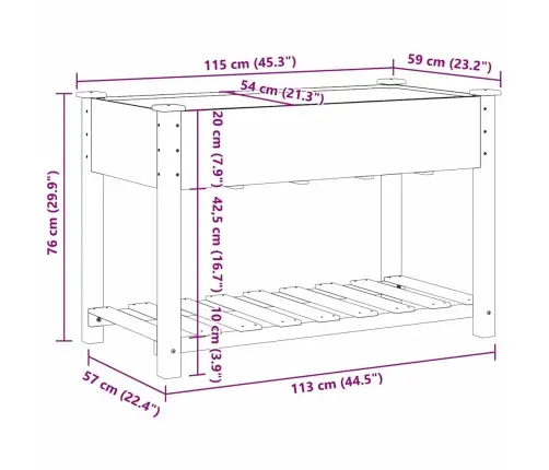 Dārza Stādītājs Bēša 115 X 59 X 76.5 Cm Ciedra Koksne Vidaxl