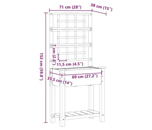 Aia Istutuspot Riiuliga Beež 71 X 38 X 152 Cm Tugev Kuusepuit
