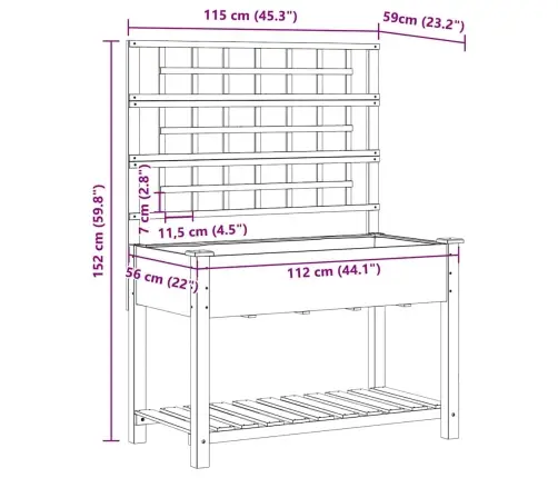 Sodo Vazonas Smėlio 115 X 60,5 X 153 Cm Kietasis Pušinis Medis