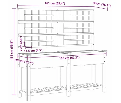 Dārza Stādītājs Bēša 161 X 46 X 152.5 Cm Ciedra Koksne Vidaxl