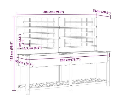 Sodo Vazonas Su Lentyna Smėlio 203,5 X 54 X 152,5 Cm
