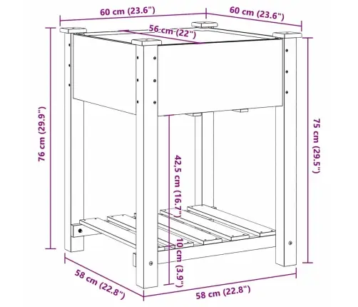 Dārza Stādītājs Bēša 60.5 X 60 X 76.5 Cm Ciedra Koksne Vidaxl