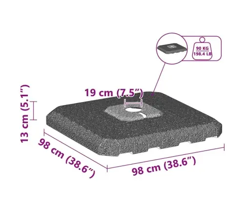 4 Daļu Karnevāla Parasolu Bāzes Komplekts - 130Kg Smiltis Vai 90Kg Ūdens Vidaxl