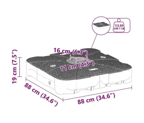 2 Gabali Parasola Bāzes Komplekts - 150Kg Smilšu Vai 113Kg Ūdens Vidaxl