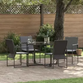 Dārza Ēdamgalds 5 Pcs Melna Tērauds Vidaxl