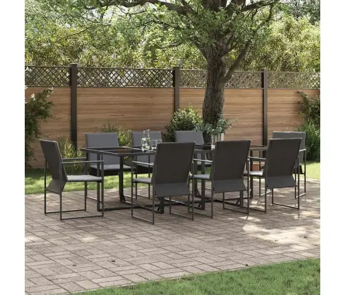 12 Daļu Dārza Ēdamgaldu Komplekts Ar Spilveniem, Tērauds Un Tekstilēns Vidaxl