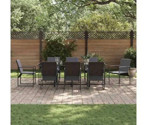 12 Daļu Dārza Ēdamgaldu Komplekts Ar Spilveniem, Tērauds Un Tekstilēns Vidaxl