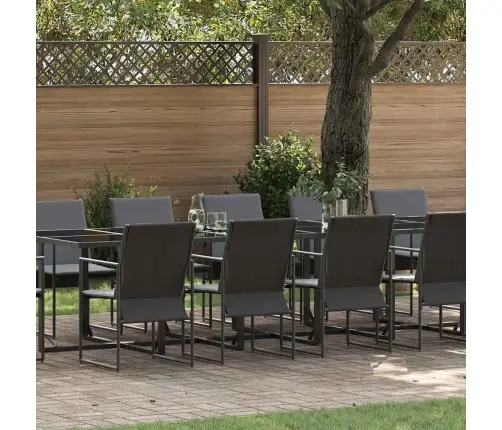 18 Daļu Dārza Ēdamgalda Komplekts Ar Spilveniem, Tērauds Un Tektilēna Vidaxl