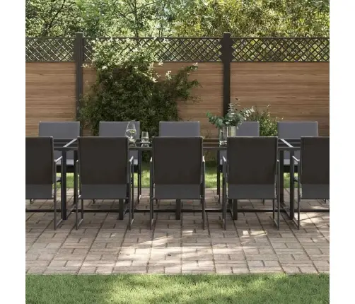 18 Daļu Dārza Ēdamgalda Komplekts Ar Spilveniem, Tērauds Un Tektilēna Vidaxl