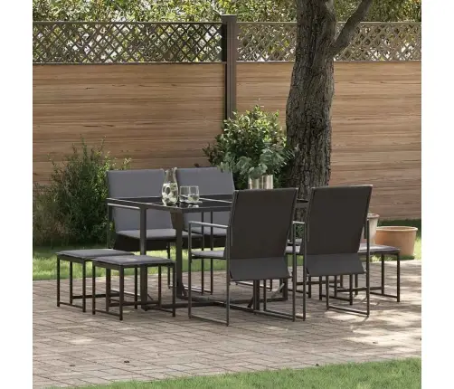 10 Daļu Dārza Galds Ar Spilveniem No Tērauda Un Tekstilēna Vidaxl