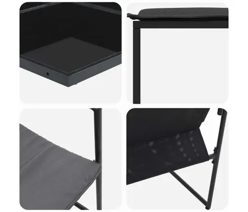 Sodo Valgomojo Komplektas 15 Pcs Juoda Plienas Sodo Valgomojo Komplektas 15 Pcs Juoda Plienas