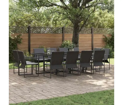 16 Gabalu Dārza Ēdamgalda Komplekts Ar Spilveniem, Tērauds Un Tekstilēns Vidaxl