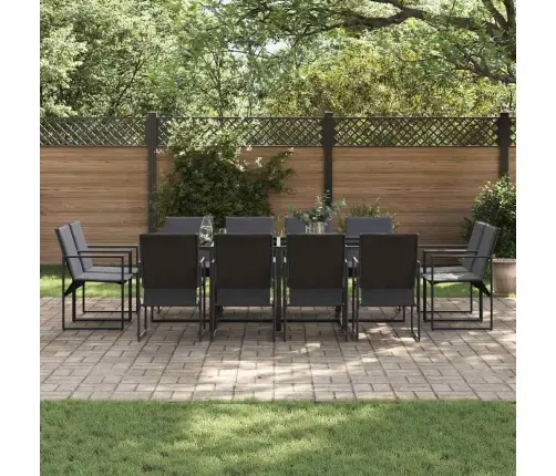 16 Gabalu Dārza Ēdamgalda Komplekts Ar Spilveniem, Tērauds Un Tekstilēns Vidaxl