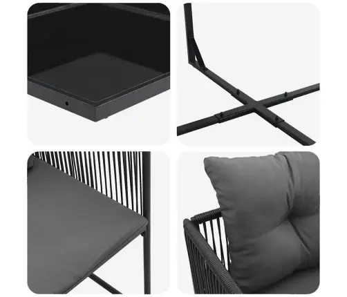 Sodo Valgomojo Komplektas 5 Pcs Juoda Plienas