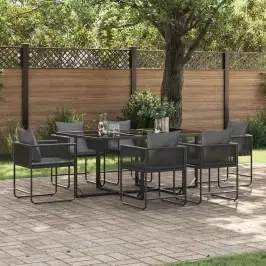 Sodo Valgomojo Komplektas 7 Pcs Juoda Plienas